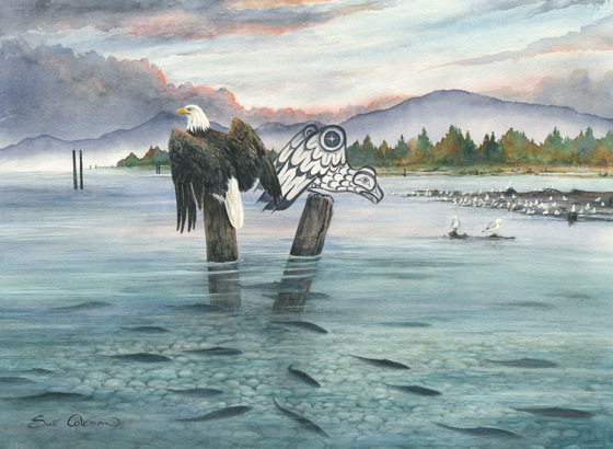 Eagle and salmon